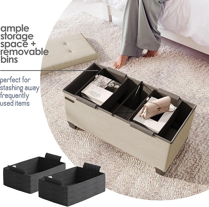 STORAGEBUD Storage Ottoman Bench - Image 3