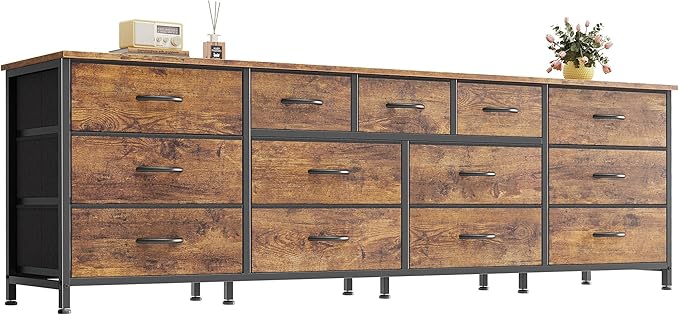 Huuger 70 Inch Dresser for Bedroom, TV Stand for 65, 80 Inch TV, 13 Fabric by Huuger