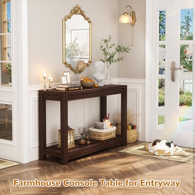 Small Farmhouse Wood Entryway Table Narrow Console Table - Image 2