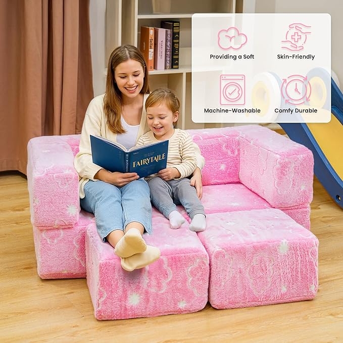 Lamerge Toddler Couch Glow in The Dark Toddler Fold Out Couch - Image 2