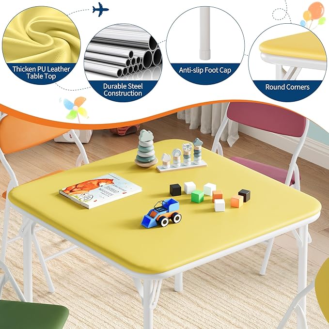 IDEALHOUSE 5 Piece Boys Girls Folding Table and Chairs Set, Activity Table and - Image 4
