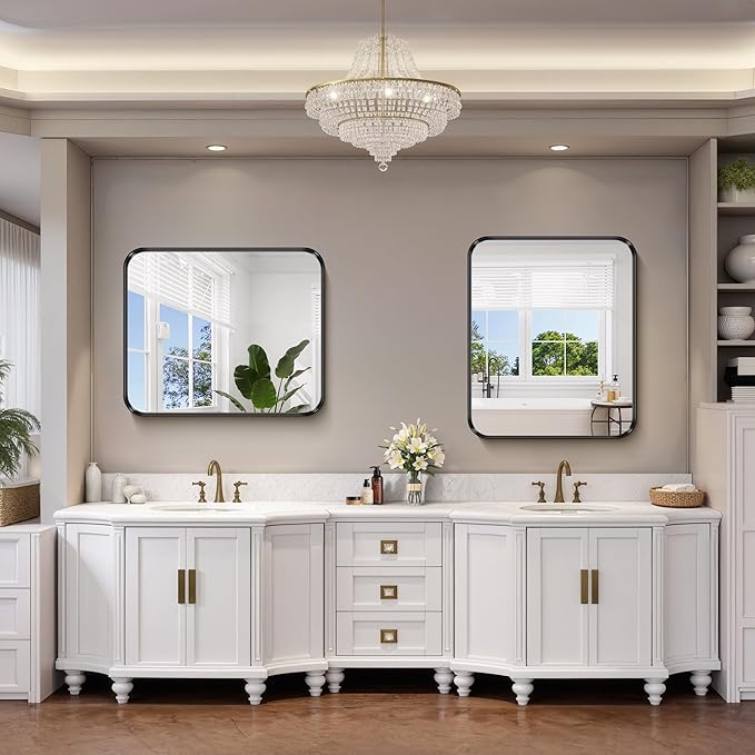 FORBATH 30x36 Inch Bathroom Mirror, Brushed Black Deep Frame Wall Mirror - Image 2