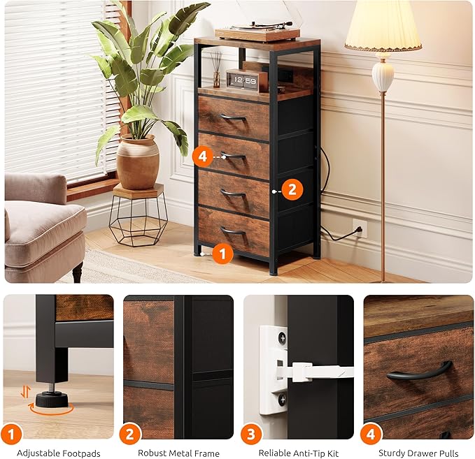 NightStand Bedside Charging Table Bedroom - Image 6