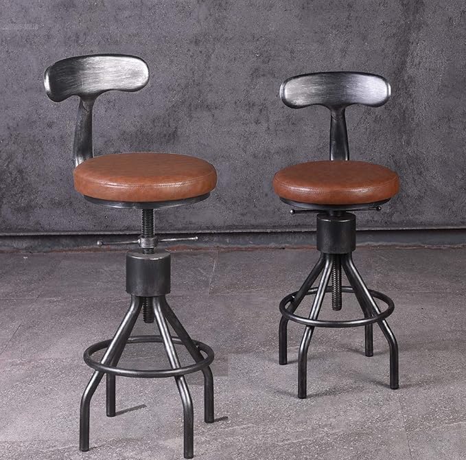 Diwhy Industrial Vintage Bar Stool, Kitchen Counter Height Adjustable Pipe Chair - Image 5