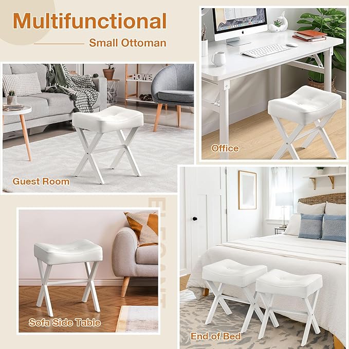 18-Inch Leather Vanity Stool Chair, Vanity Bench - Image 7