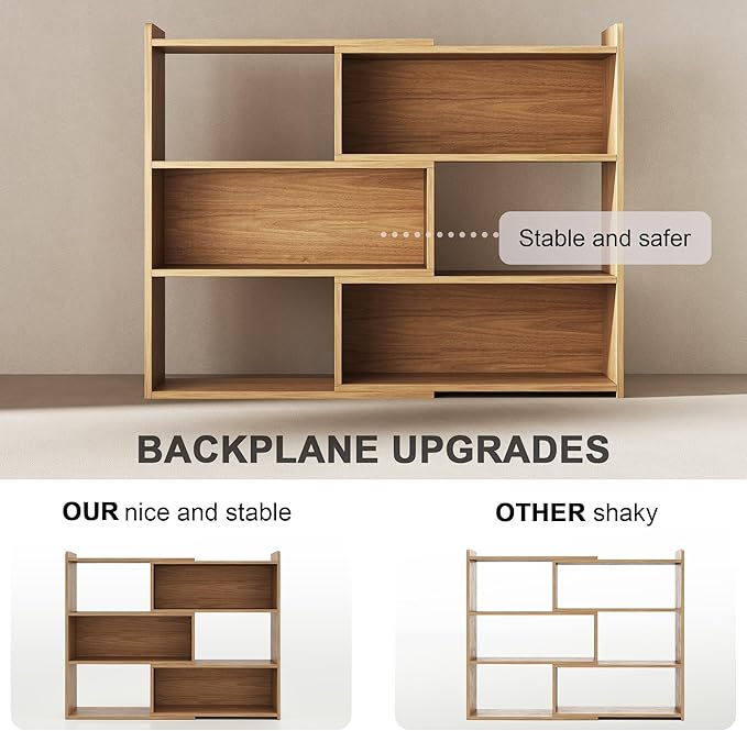 Open Shelf Low Bookcase, Wooden 4-Tier Floor Standing Expandable 25-47 inch - Image 6
