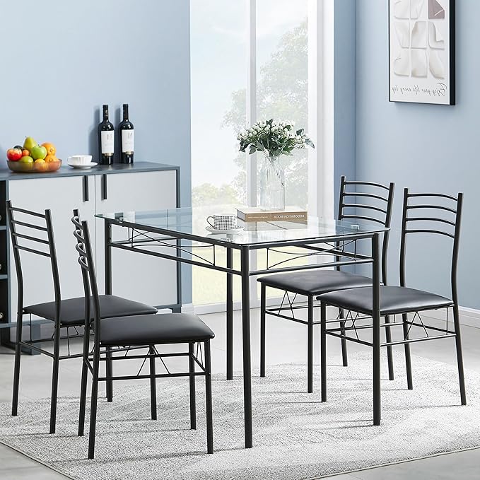 VECELO Kitchen Dining Table and Chairs Set - Image 5