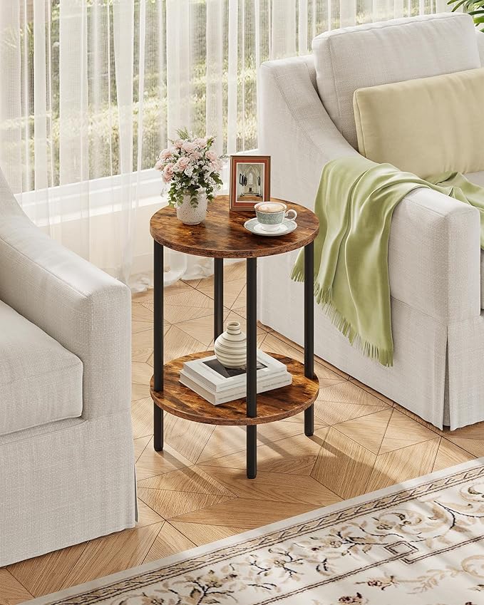 Round Side Table, 2-Tier End Table, Small Side Table - Image 4