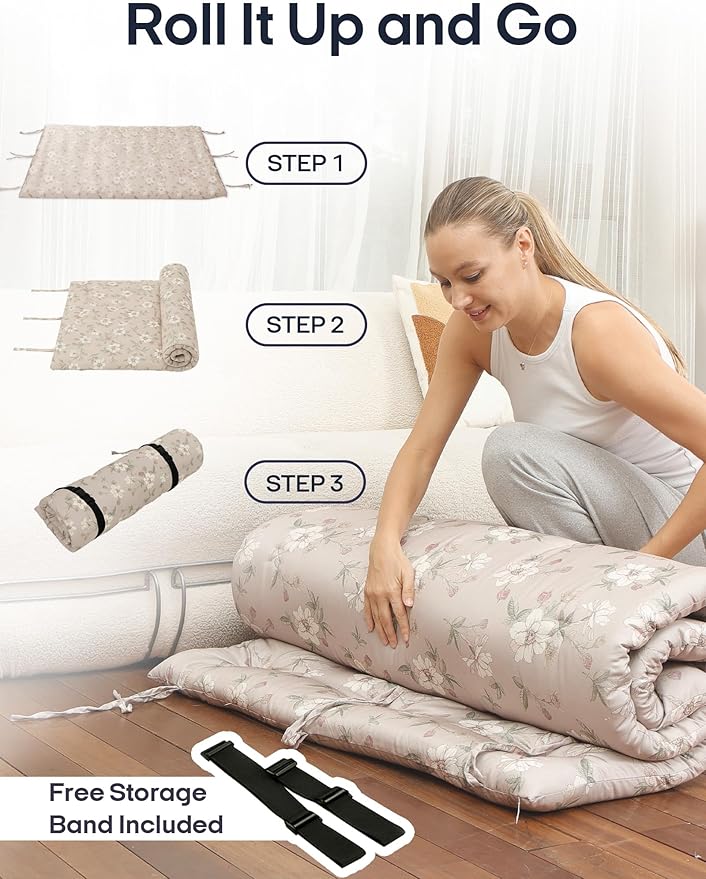 Syrinx Japanese Floor Futon Mattress, Foldable Tatami Sleeping Pad - Image 7