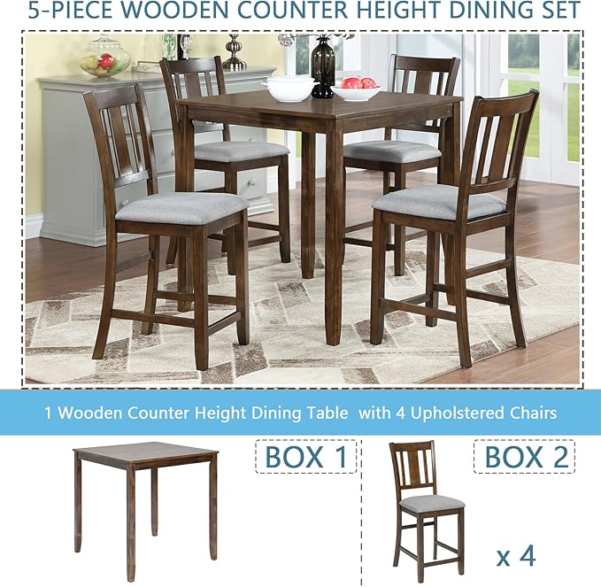KEIKI 5-Piece Counter Height Dining Table Set - Image 7