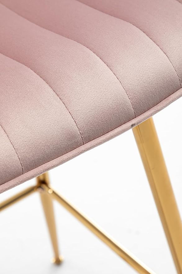 Sidanli Pink Bar Stools Set of 2, Velvet Counter Stools - Image 9