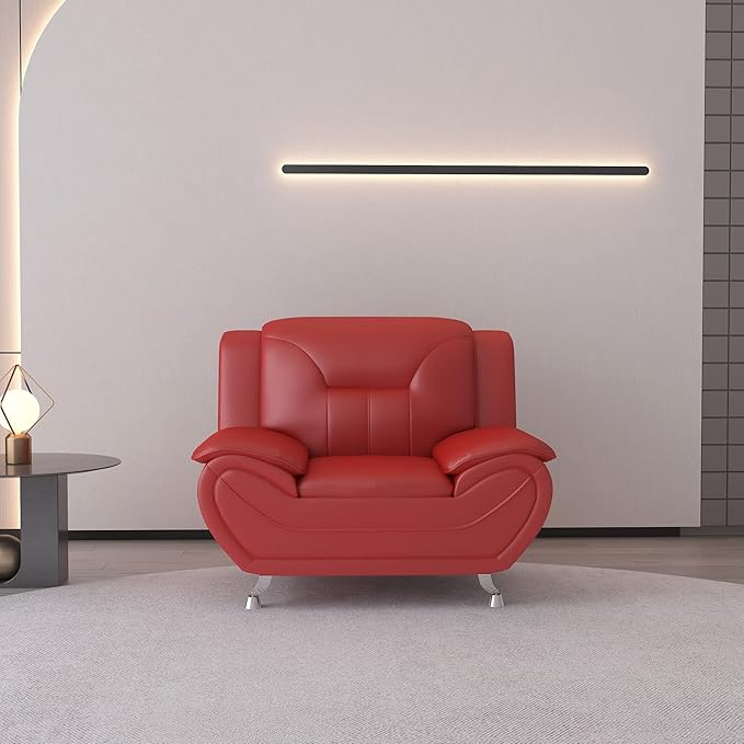 Container Furniture Direct Michael Modern Faux Leather Upholstered Stainless - Image 3