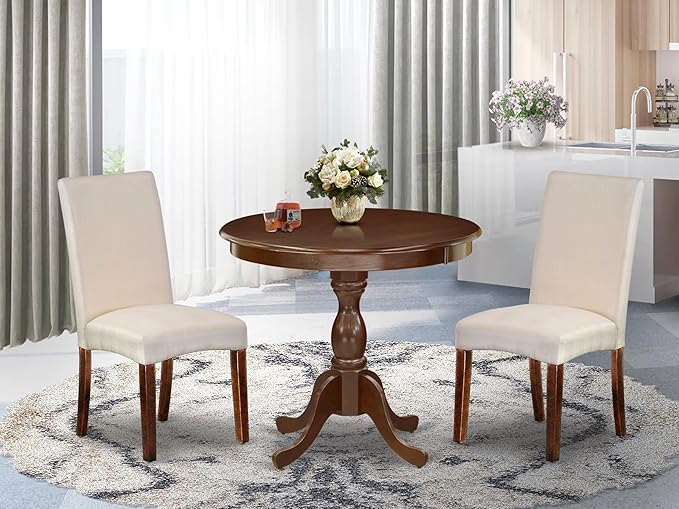 East West Furniture AMDR3-MAH-01 3 Piece Dinette Set - Image 2