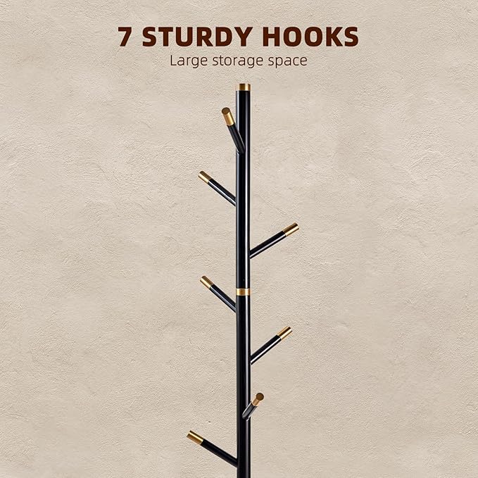 Uniclinens Coat Rack Freestanding Solid Wood Coat Tree Standing - Image 6