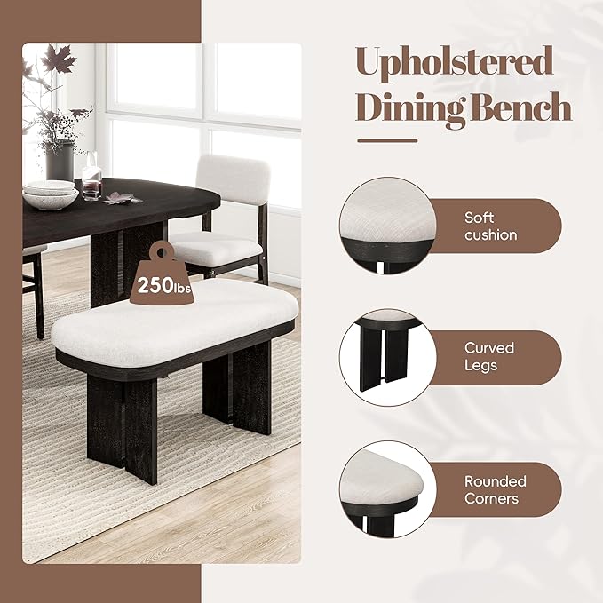 Merax Farmhouse Wooden Dining Set of 6, 65 Inch Rectangular Kitchen Table - Image 5