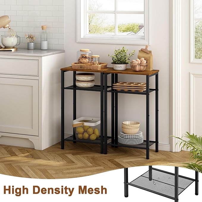 Hoctieon 2-Set 3 Tier End Table, Telephone Table Set of 2, Tall Side Table - Image 8