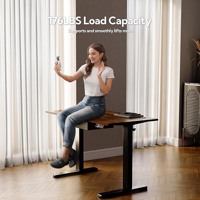 Seang Standing Desk with Drawer, 3 Memory Height Settings with Cable Grommets & - Image 5