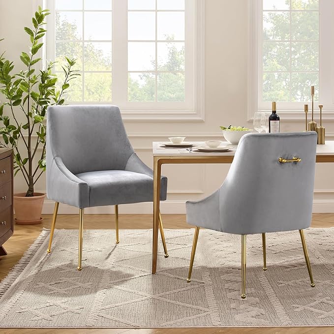 Velvet Dining Chairs Set of 2, Furniture Collection Modern Contemporary by RESTWORLD