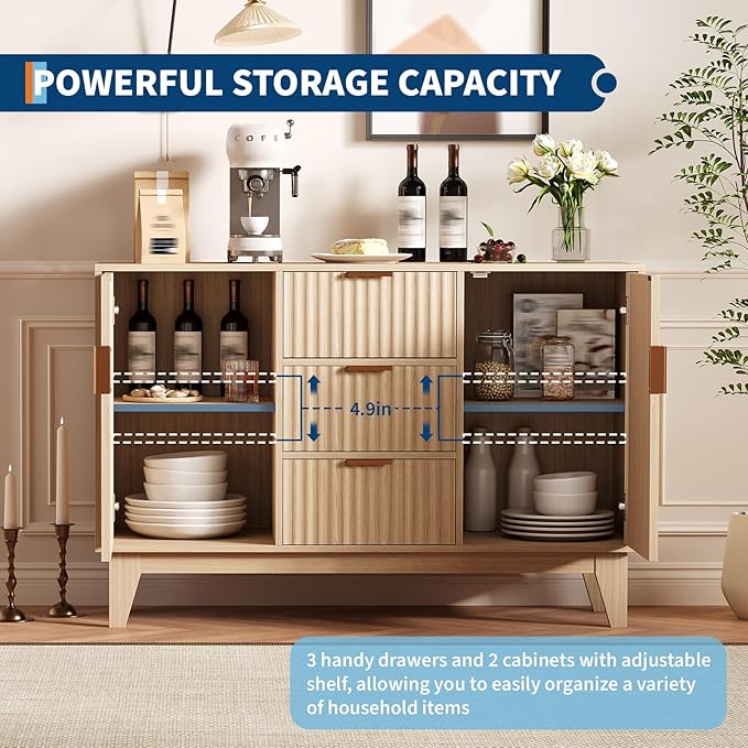 Garvee 47.2" Fluted Buffet Cabinets - Image 4