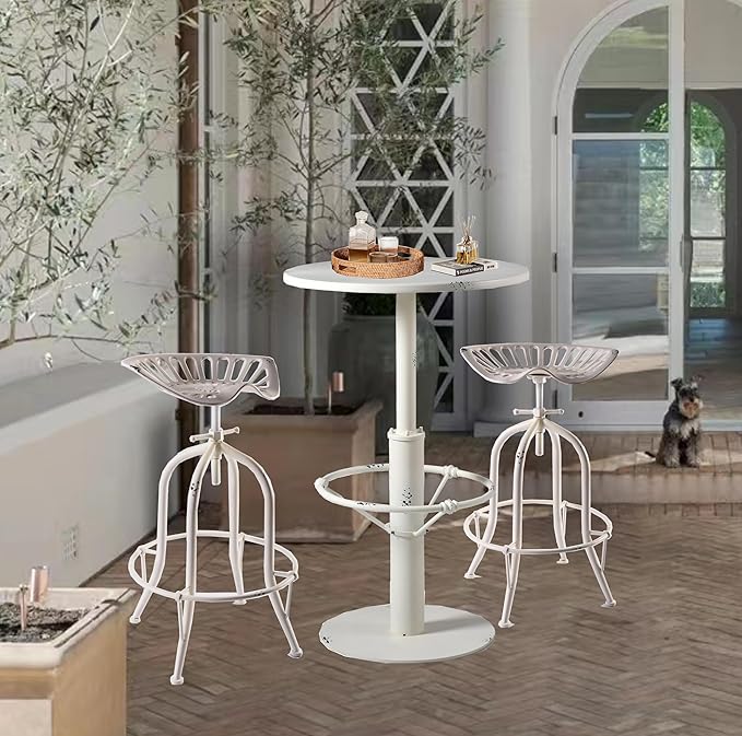 Diwhy Industrial Pub Table 23.6" Iron Round Desktop 37.4" Height Cast Iron Bar - Image 9