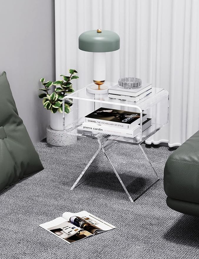 Acrylic Nightstand Side Table Modern Design Clear Home Decor Display End Table - Image 8