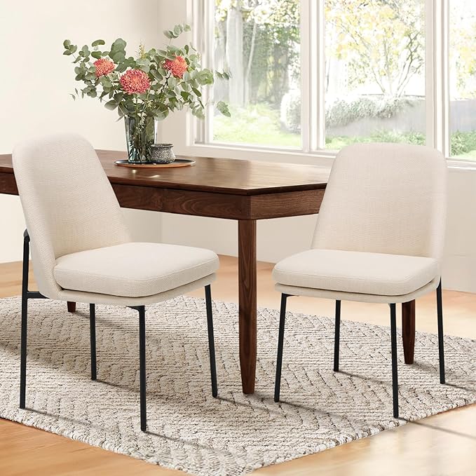 COLAMY Modern Dining Chairs Set of 2, Fabric Upholstered Dining Room Chairs by COLAMYINC