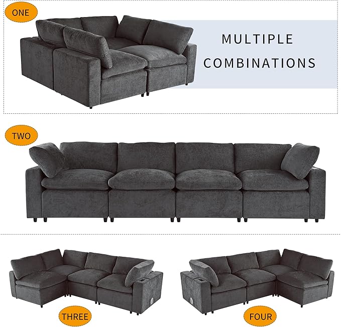 133.9 Inch Modular Convertible Sectional Sofa - Image 7