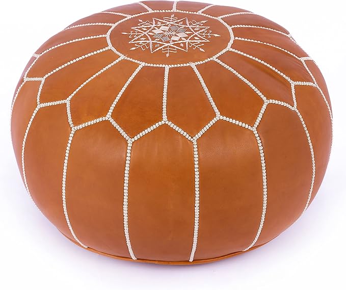Marrakesh Gallery Genuine Leather Round Pouf Unstuffed by MarrakeshGallery