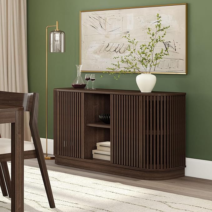 Plank+Beam Contour Wood TV Stand, Two Door Solid Wood Entertainment Console - Image 8