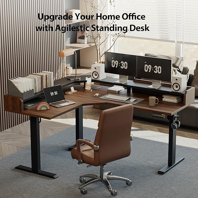 Agilestic L Shaped Standing Desk, Adjustable Height Corner Gaming Desk - Image 3
