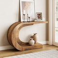 LITTLE TREE 43.3 Inches Farmhouse Console Table, 2-Tier C-Shaped Sofa Table by LITTLETREE