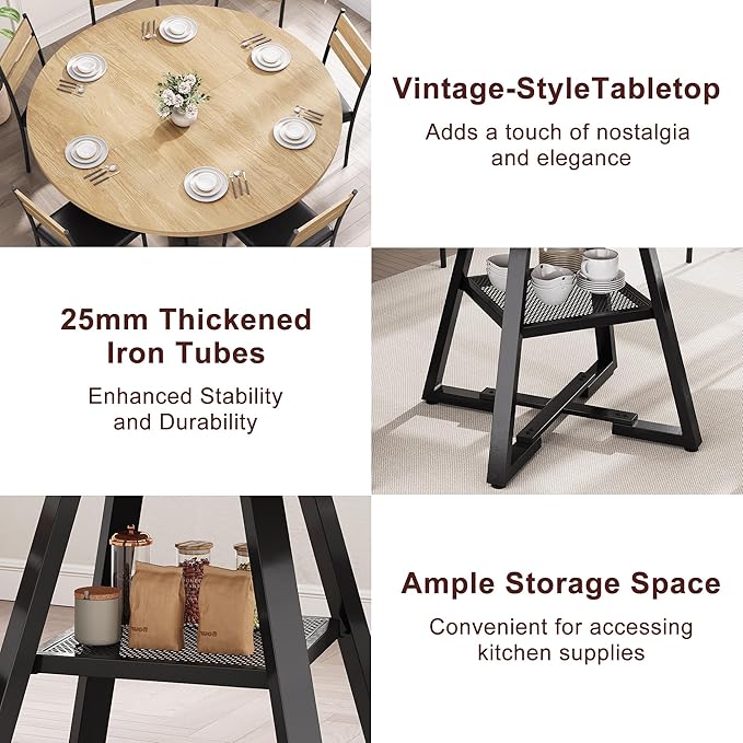 51'' Round Dining Table for 6, Kitchen Dining Room Circle Dinner Pedestal Table - Image 8