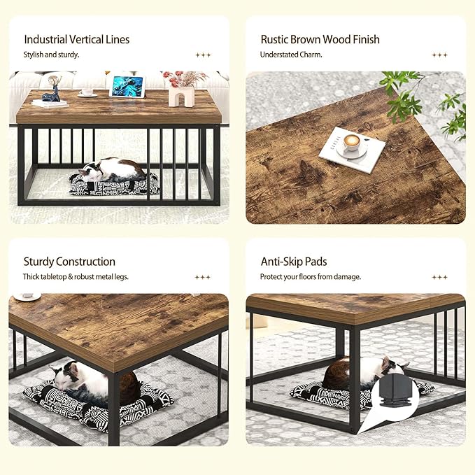 FOLUBAN Modern Coffee Table, Square Center Table - Image 5