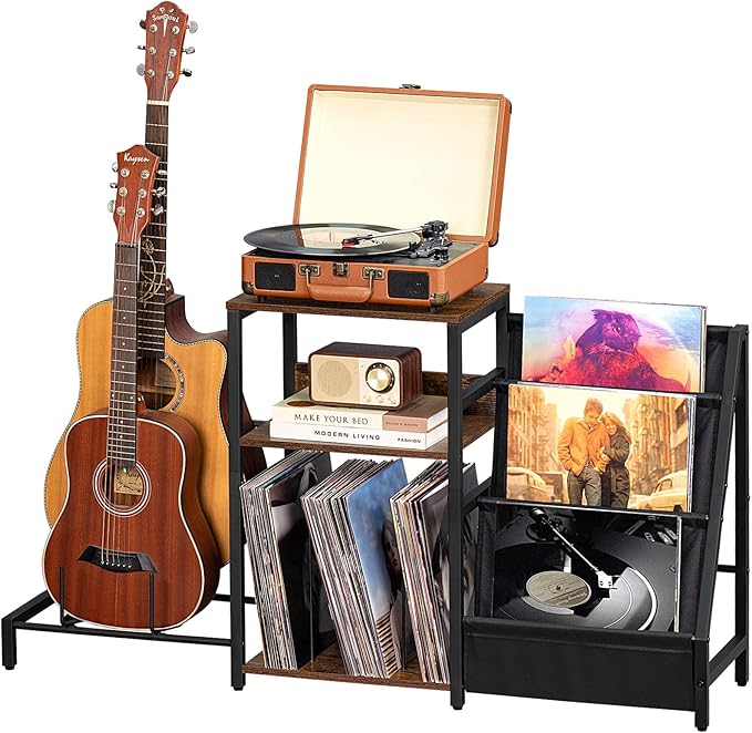 LELELINKY Record Player Stand, Adjustable Guitar Stand by LELELINKY