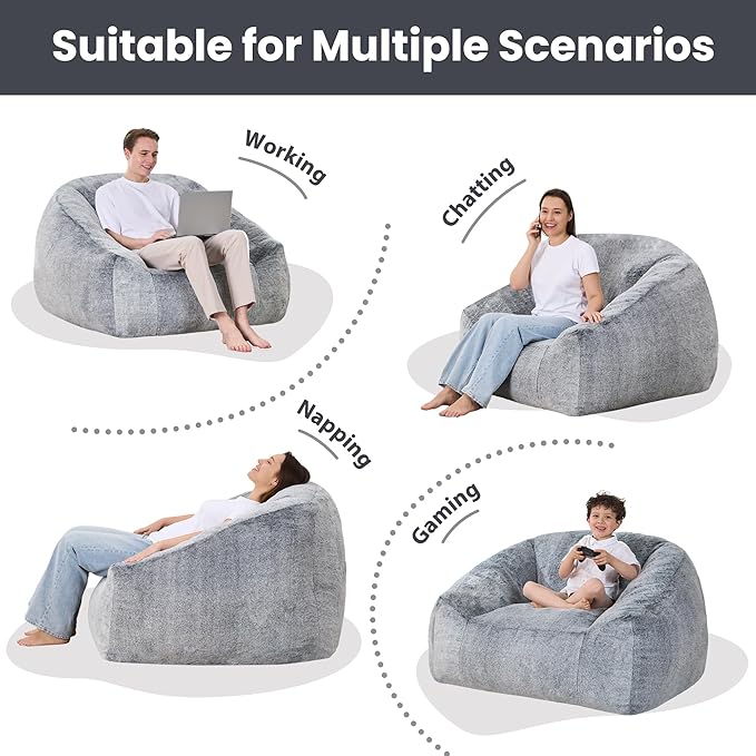 Bean Bag Chairs for Adults, Giant Beanbag Sofa Comfy Reading Chair, Oversized - Image 7