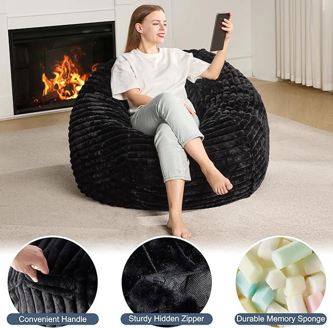 Hobestluk 3ft Bean Bag Chairs for Adults Large Beanbag Chair - Image 4