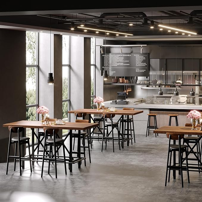 Tribesigns Bar Table, Industrial Counter Height Pub Table - Image 8