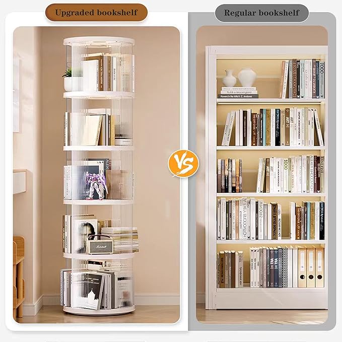 Rotating Bookshelf Tower, 360° Rotating Bookshelf, 66 inch High Small Space - Image 6