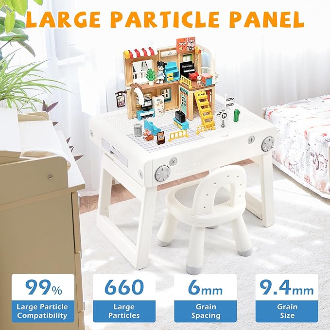 Toddler Table and Chair Set, Foldable Building Block Table - Image 6
