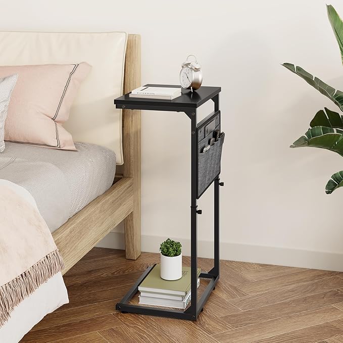 Vagusicc C Shaped End Table, Adjustable Height Small Couch Side Table - Image 9