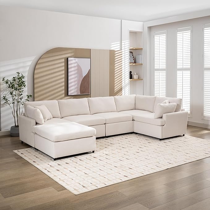 Merax 6-Seater Modern Large U-Shape Sectional Sofa, - Image 6
