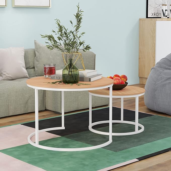 Round Coffee Table Set of 2 End Table - Image 2