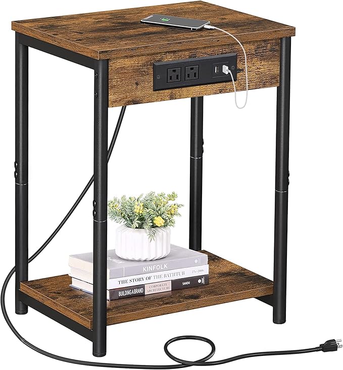 TUTOTAK Nightstand with Charging Station, End Table, Side Table with USB by WelcometotheTUTOTAKHome