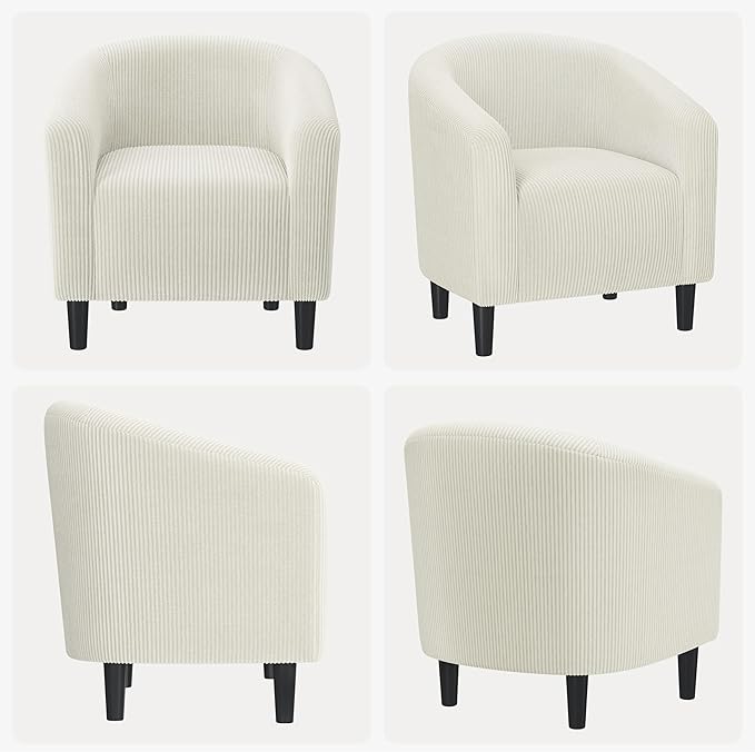 Yaheetech Accent Barrel Chair, Corduroy Fabric Club Chair, Furry Sherpa Elegant - Image 5