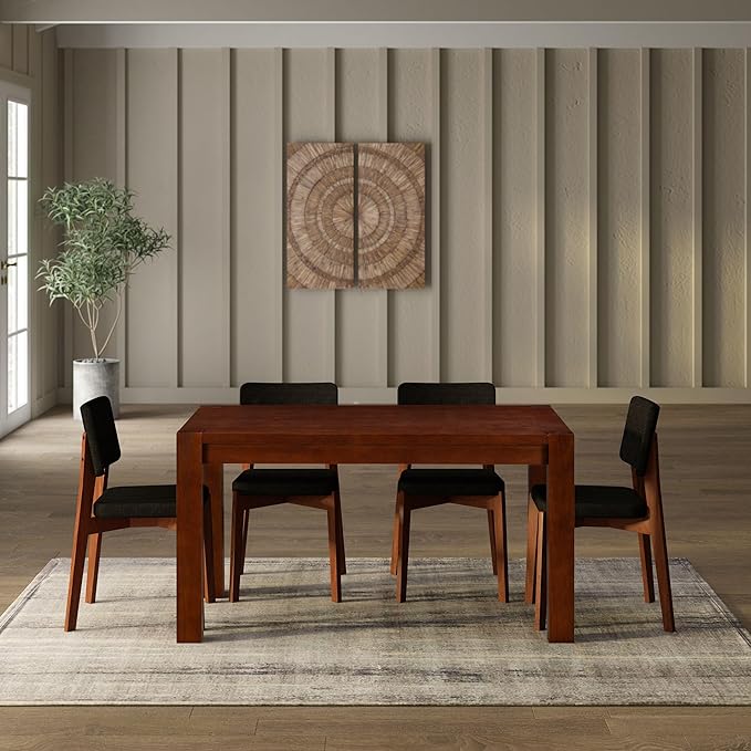NTC Block 55 Inch Modern Farmhouse Dining Table, Rectangular Dinner Table by NTC