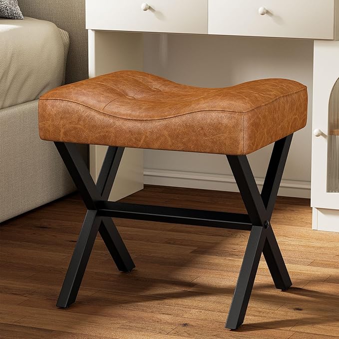 18-Inch Large Leather Vanity Stool, Vanity Chair - Image 2