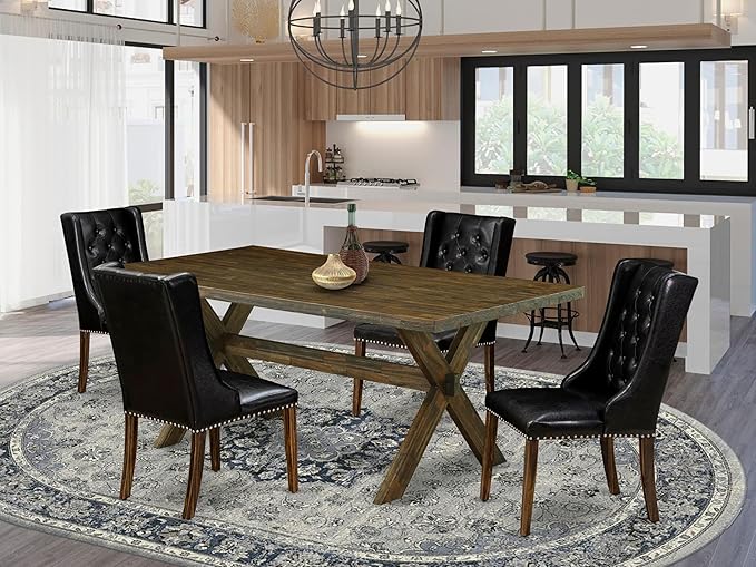 East West Furniture X777FO749-5 5 Piece Dining Set Includes a Rectangle Dining - Image 2