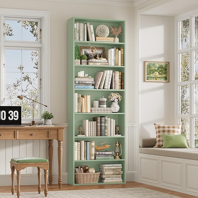 82" Tall Bookshelf, 7-Tier Open Shelves Bookcase, Freestanding Display Storage - Image 2