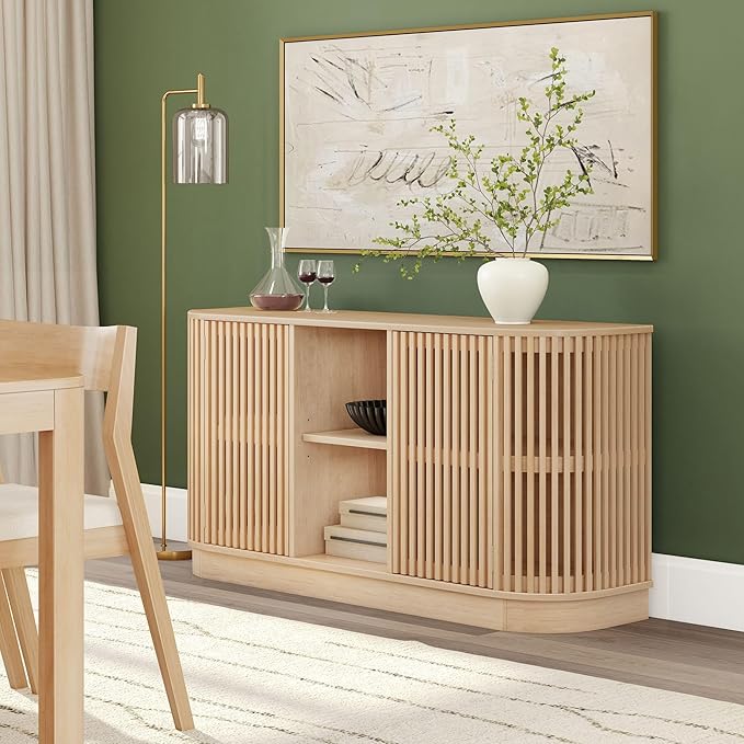 Plank+Beam Contour Wood TV Stand, Two Door Solid Wood Entertainment Console - Image 8