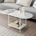 White Coffee Tables for Living Room, 2-Tier Small Coffee Table Industrial by Shinoske